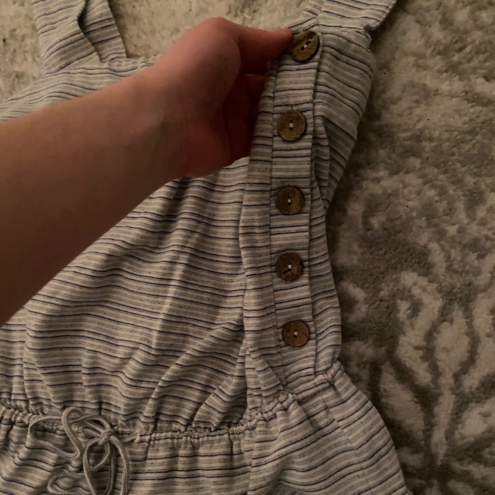 Lucky Brand Button up Stripe Peplum Tank Top - Picture 4 of 5